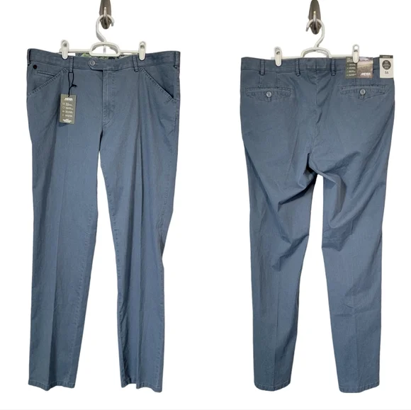 NWT Meyer Micro-Print Organic Cotton Chinos Chicago in blue - Picture 2 of 7